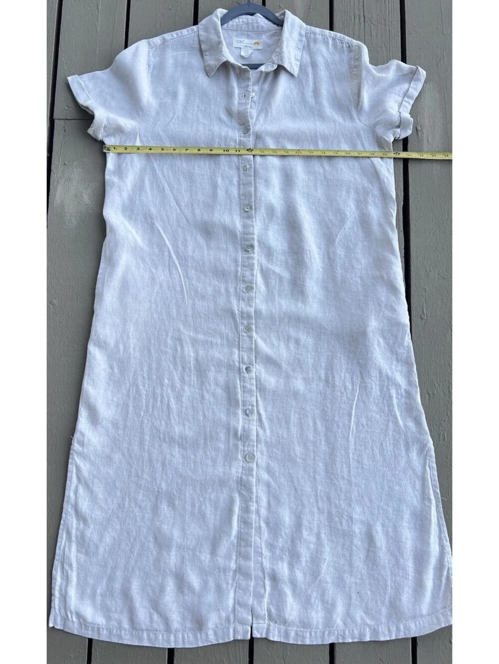C & C California 100% Linen Button Front Beige Midi Dress Women’s Size XL